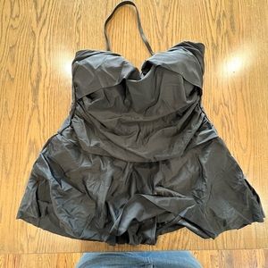 Solid neck bandeau neckline swim dress